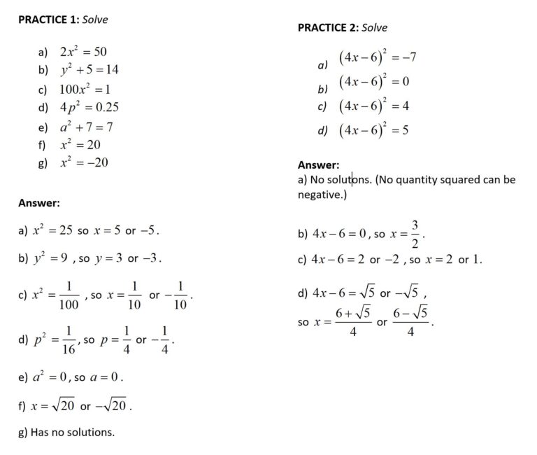 1.2 Solving Equations By The Quadrus Method: Levels 1, 2, 3 