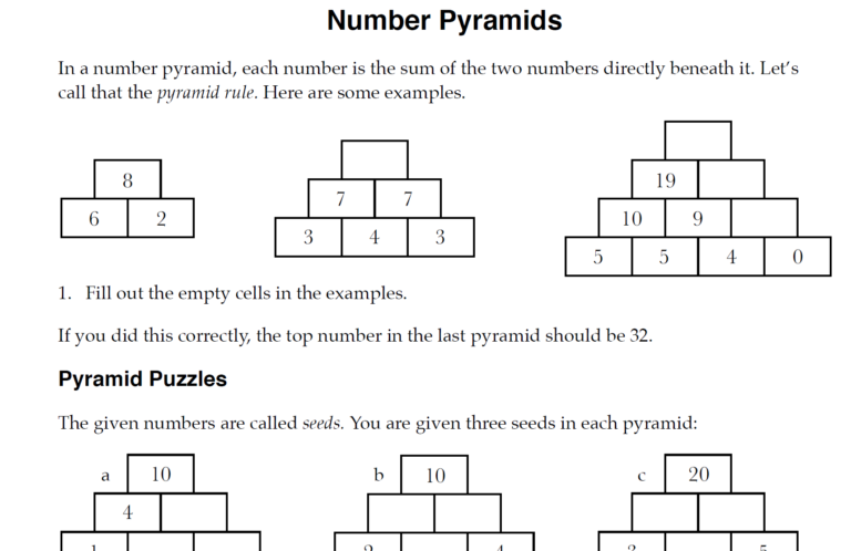 6.1 NUMBER PYRAMIDS: Video and PDFs | G'Day Math